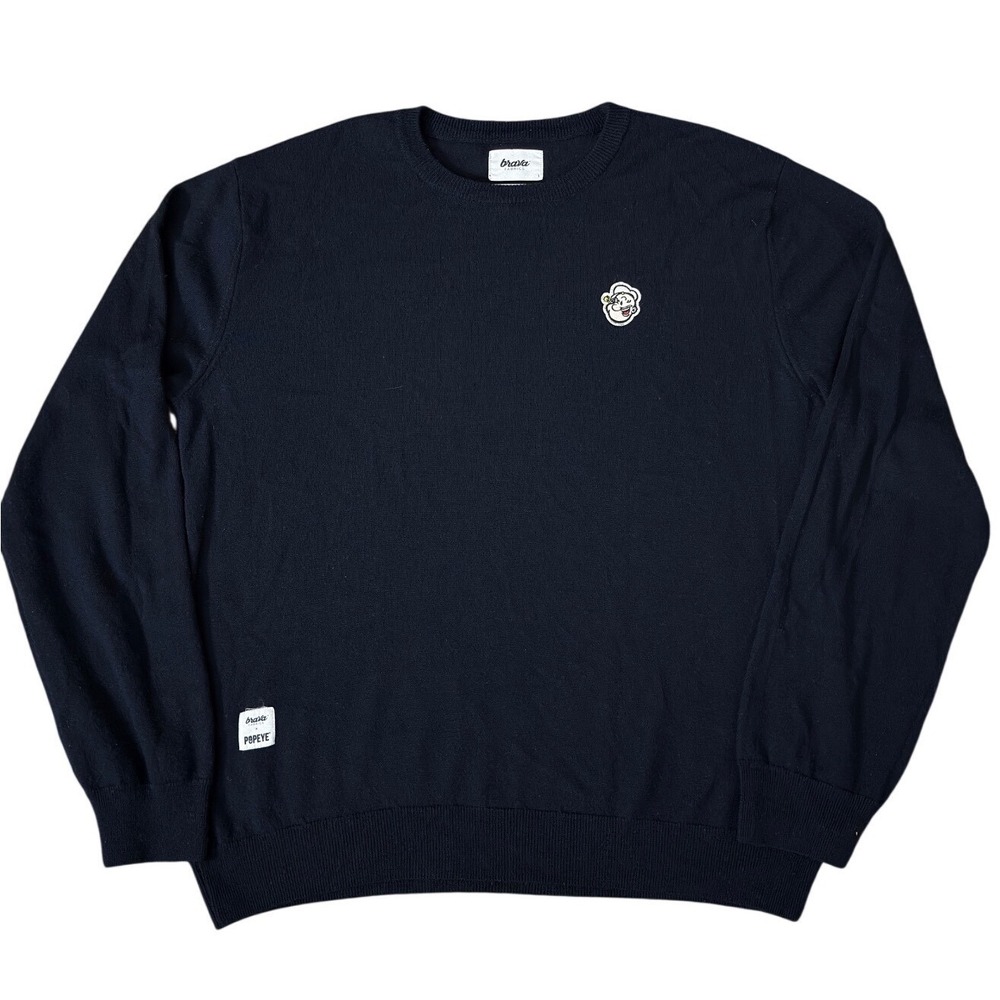 Brava‎ Fabrics x Popeye Mens Navy Blue Knit Sweater Embroidered Crewneck L ii20